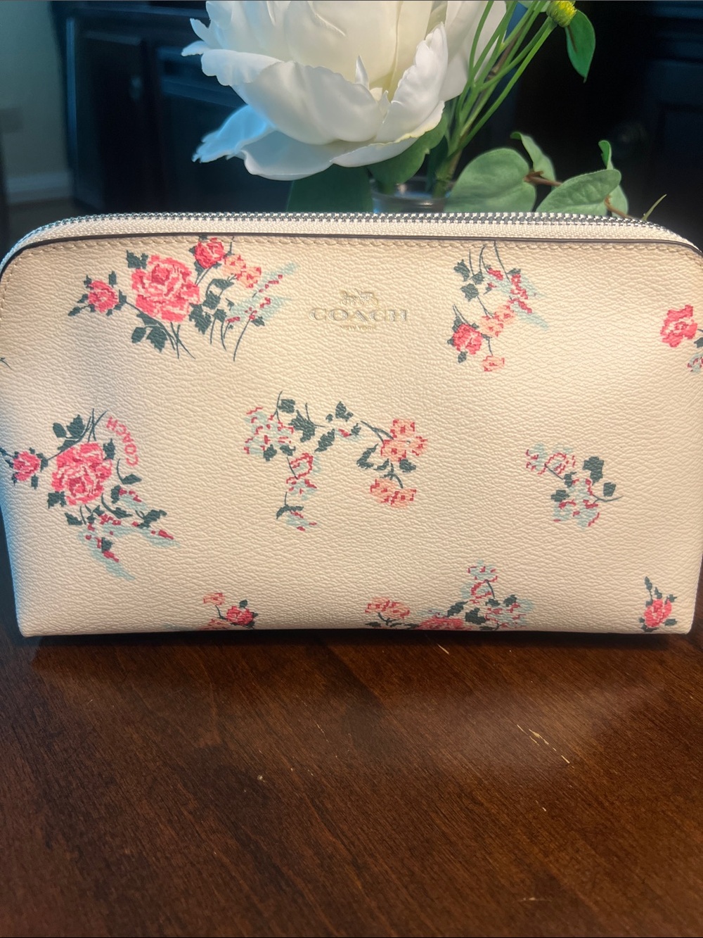Coach Floral Leather Zip Pouch - Picture 3 of 17